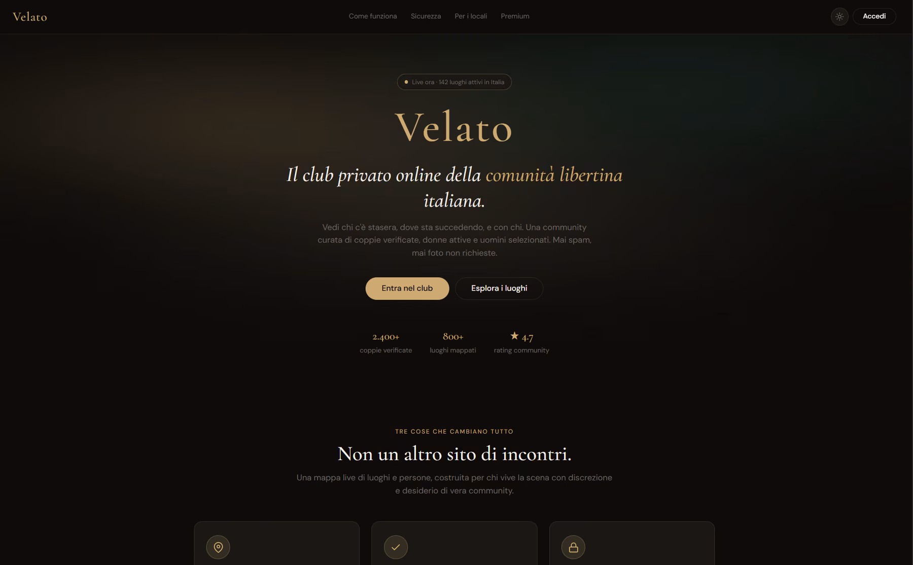 Velato Club: not a common dating site